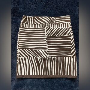 Ann Taylor Dark Brown and White Patterned Women's Skirt